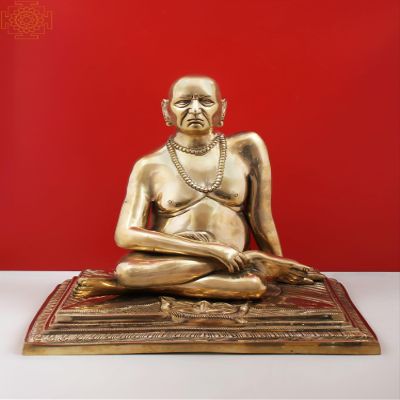 Exotic India 13" Brass Shri Swami Samarth - Brass