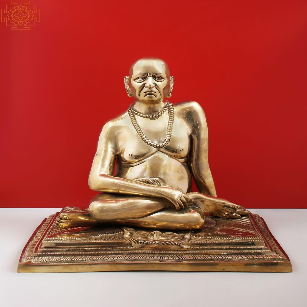 Exotic India 13" Brass Shri Swami Samarth - Brass