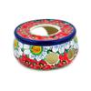 Polmedia Polish Pottery Heater UNIKAT - Sweet Red Petals Pattern Handmade in Boleslawiec Poland by Ceramika Artystyczna + Certificate of Authenticity view 1