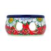 Polmedia Polish Pottery Heater UNIKAT - Sweet Red Petals Pattern Handmade in Boleslawiec Poland by Ceramika Artystyczna + Certificate of Authenticity view 2
