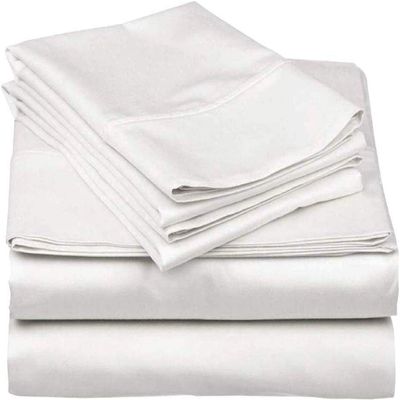 100% Egyptian Cotton, 6 - Piece Sheet Set, Pure Sateen Weave & 400 Thread Count Hotel-Collection Bedding Sheets with Fitted Sheet 15-16 Inches Deep Pocket-White Solid,King Size.