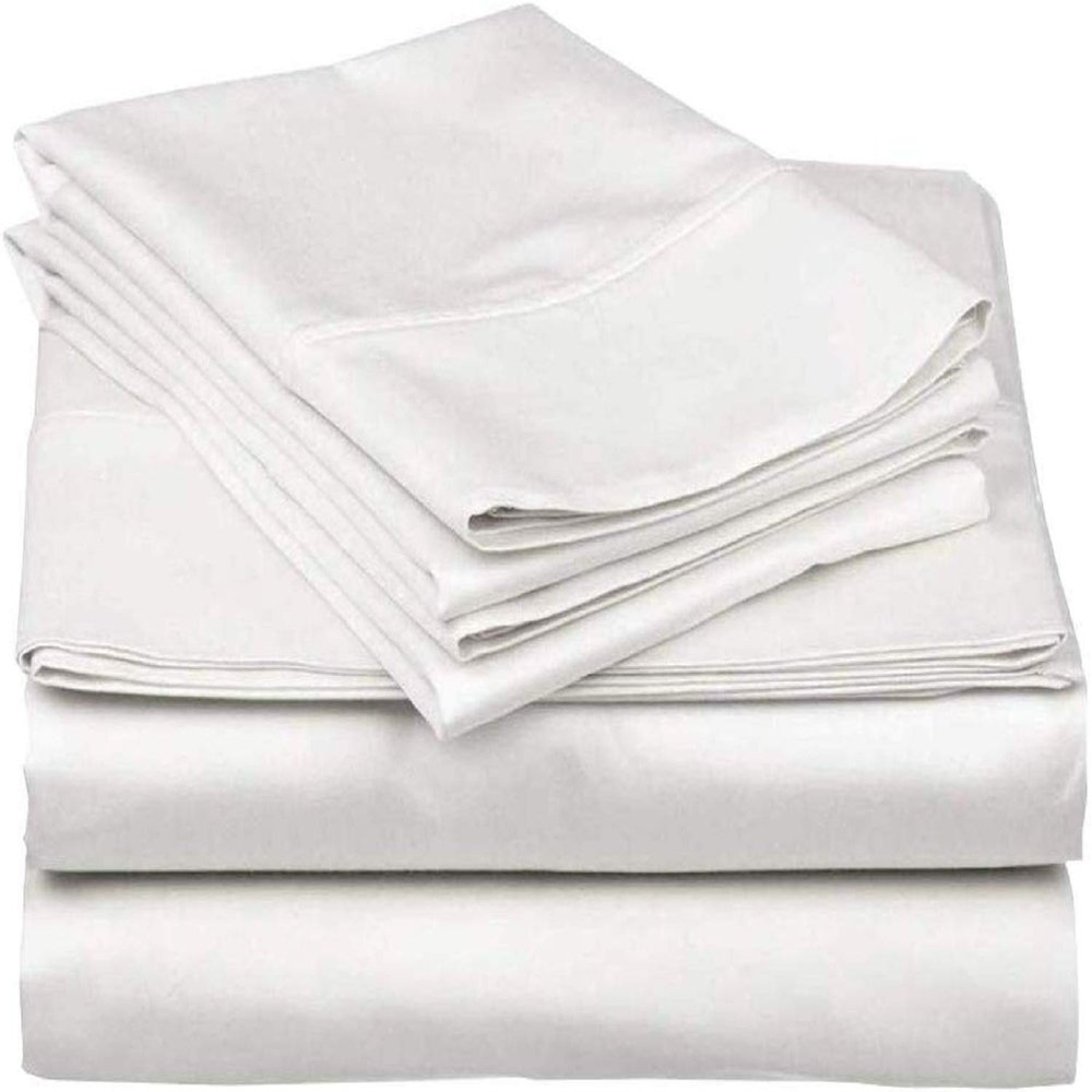 100% Egyptian Cotton, 6 - Piece Sheet Set, Pure Sateen Weave & 400 Thread Count Hotel-Collection Bedding Sheets with Fitted Sheet 15-16 Inches Deep Pocket-White Solid,King Size.