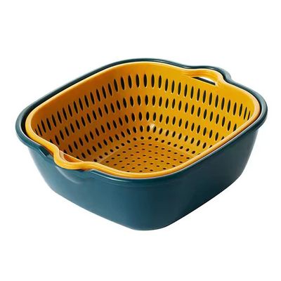 6Pcs Kitchen Multi-Layer Fruits Vegetable Washing Basket Kits/Kitchen Sink Colander Set/for Soaking and Washing Placing Fruit/Vegetables L-2Pcs