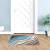 Blue White Brown Kitchen Bath Shower Door Welcome Mat for Bedroom/Living/Laundry Room,Washable Bathroom Bathtub Runner Rug,Abstract Modern Ocean Seawaves Geometric Art Indoor Outdoor Doormat,16"x24" view 3
