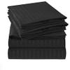 100% Egyptian Cotton, 6 - Piece Sheet Set, Pure Sateen Weave & 400 Thread Count Hotel-Collection Bedding Sheets with Fitted Sheet 15-16 Inches Deep Pocket-Black Stripe,King Size. view 1