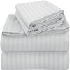 100% Egyptian Cotton, 6 - Piece Sheet Set, Pure Sateen Weave & 400 Thread Count Hotel-Collection Bedding Sheets with Fitted Sheet 15-16 Inches Deep Pocket-Light Grey Stripe,Twin-XXL Size. view 1