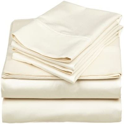 400-Thread-Count Egyptian Quality Cotton Sheet Set (6 PCs) Luxury Cooling Bed Sheets, Soft Sateen Weave, Hotel Style Deep Pocket (30") Fitted, Flat Sheet & Pillowcases-Ivory Solid,Twin-XL Size.