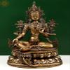 13" The Matchless Beauty of Green Tara in Brass | Handmade | Made in India - Brass Statue - Color Natural Brass view 1