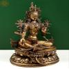 13" The Matchless Beauty of Green Tara in Brass | Handmade | Made in India - Brass Statue - Color Natural Brass view 2