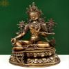 13" The Matchless Beauty of Green Tara in Brass | Handmade | Made in India - Brass Statue - Color Natural Brass view 3