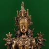 13" The Matchless Beauty of Green Tara in Brass | Handmade | Made in India - Brass Statue - Color Natural Brass view 4
