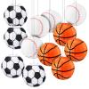 Chengu 12 Pcs Sports Paper Lanterns Sport Themed Birthday Party Decorations Supplies 8 Inch Baseball Basketball Soccer Football Ornaments Bulk for Ceiling Hanging Ball Party Favors Decors Centerpieces view 1