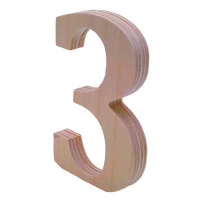 4 Tall Wooden Number 3  1/2 Thick Baltic Birch  Paintable DIY Decor, Signs & Crafts - Pack of 1