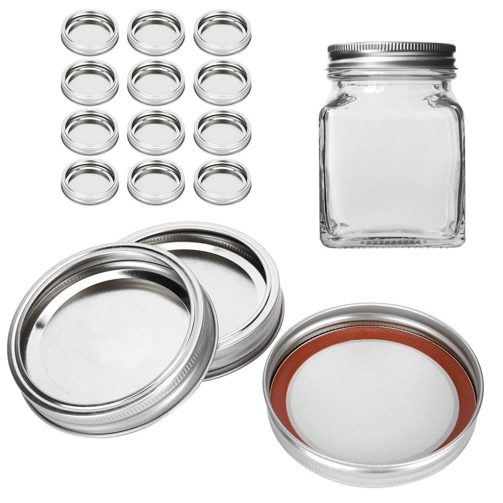 12pcs Regular Mason Jar Lids, 80mm Canning Lids and Rings Regular Mouth Split Type Canning Lids for Jars, Kerr Jars Lids Mason Canning Jar Accessories(Silver)