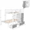 XIONGGG Twin Over Twin Bunk Bed with Built-in Storage Wardrobe and Two Drawers, Convertible Design, Solid Wood Bunk Bed for Kids, Teens view 2