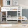 XIONGGG Twin Over Twin Bunk Bed with Built-in Storage Wardrobe and Two Drawers, Convertible Design, Solid Wood Bunk Bed for Kids, Teens view 3