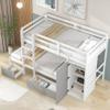 XIONGGG Twin Over Twin Bunk Bed with Built-in Storage Wardrobe and Two Drawers, Convertible Design, Solid Wood Bunk Bed for Kids, Teens view 4