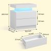 Bingoday LED Nightstands with 2 Drawers, End Table with RGB LED Lights for Bedroom Living Room, White Bedside Table view 2