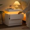 Bingoday LED Nightstands with 2 Drawers, End Table with RGB LED Lights for Bedroom Living Room, White Bedside Table view 4
