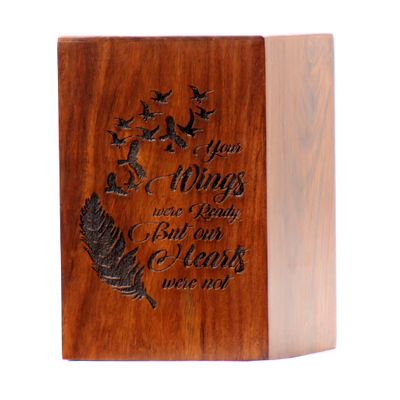 Merit wooden craft Wooden Cremation Urn for Human Ashes, Adult Rosewood Urn for Ashes, Humming Funeral Cremation Urn Hand-Crafted - Burial Urn Box (Rosewood, Large - 11.25Hx6.25W (250 Cu/in)