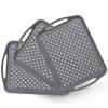 17.7" x 12.5" Anti-Slip Serving Trays with Handles, 3 Pcs X-Large Rectangular Food Serving Tray for Lap, Reusable and Durable, Grey view 1