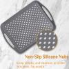 17.7" x 12.5" Anti-Slip Serving Trays with Handles, 3 Pcs X-Large Rectangular Food Serving Tray for Lap, Reusable and Durable, Grey view 3