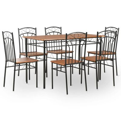 CHARMMA 7 Piece Dining Set MDF and Steel Brown