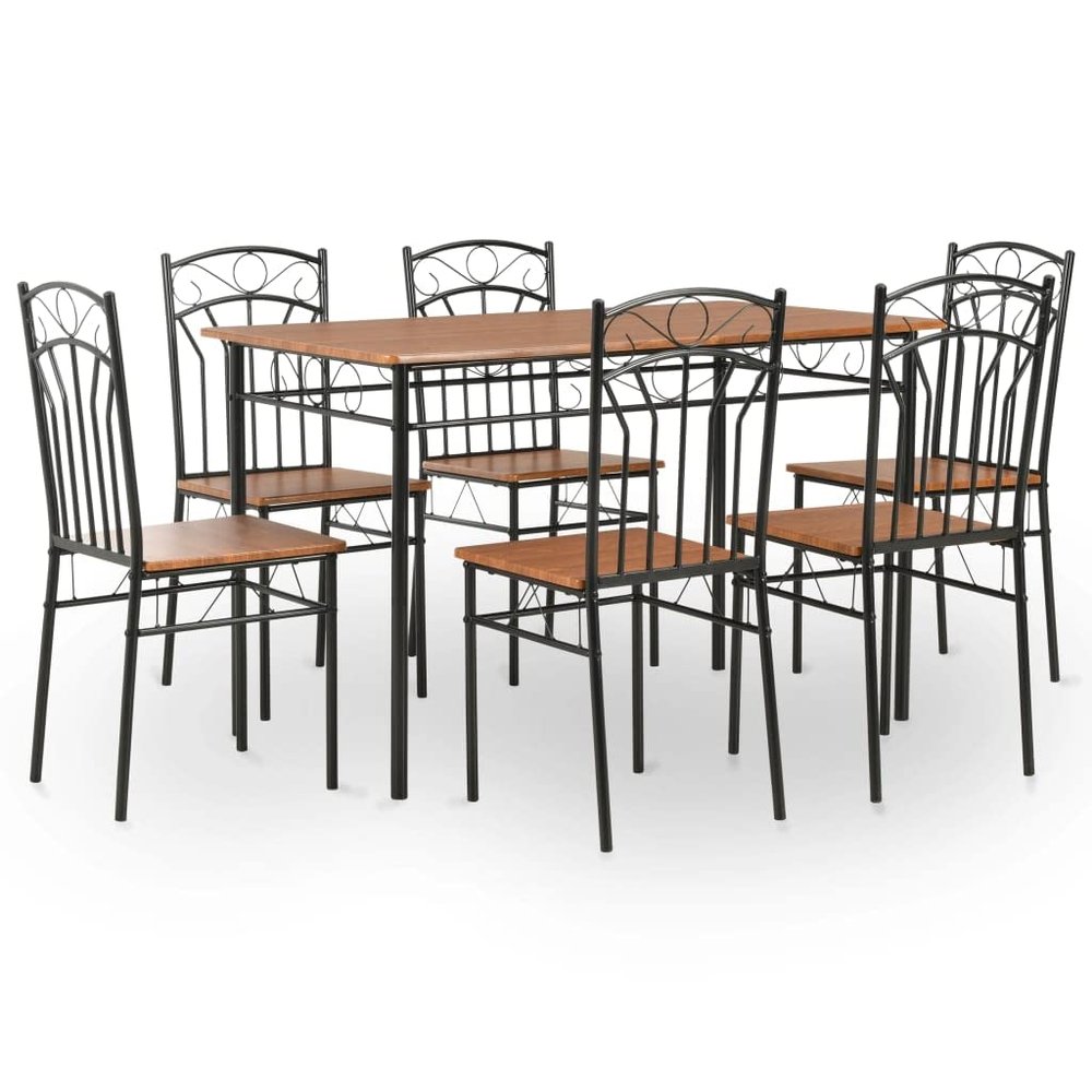 CHARMMA 7 Piece Dining Set MDF and Steel Brown