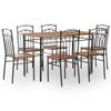 CHARMMA 7 Piece Dining Set MDF and Steel Brown view 1