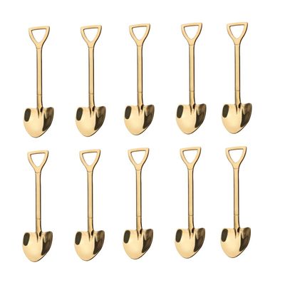 10 Pack Dessert Spoon 6 inch Shovel Shape Stainless Steel Spoons Ice Cream Fruit Spoon for Home Kitchen or Restaurant, Gold