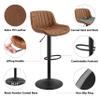 Art Leon Bar Stools, Set of 2, Morden Faux Leather Counter Height Bar Stools with Back, Adjustable Swivel Stool Chair for Home Kitchen Island Pub, Black Powder Coated Base, Yellow Brown view 4