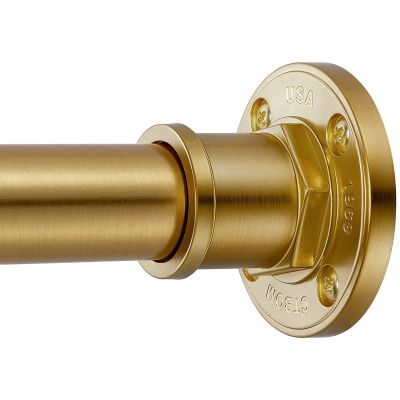 BRIOFOX Industrial Shower Curtain Rod - 2-in-1 Design Tension Curtain Rod - Never Rust Non-Slip 43 to 72 Inch Metal Steel, Gold Window Curtain Rod