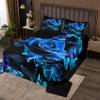 Blue Rose Coverlet Set Rose Floral Bedspread Galaxy Gradient Butterfly Flower Quilt Set for Kids Boys Girls Women Couple Lover Romantic Valentine's Day Quilted Bedroom Collection Room Decor Queen Size view 1