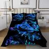 Blue Rose Coverlet Set Rose Floral Bedspread Galaxy Gradient Butterfly Flower Quilt Set for Kids Boys Girls Women Couple Lover Romantic Valentine's Day Quilted Bedroom Collection Room Decor Queen Size view 2