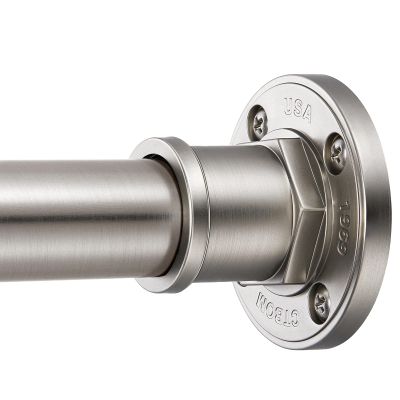BRIOFOX Industrial Shower Curtain Rod - 2-in-1 Design Tension Curtain Rod - Rustproof Non-Slip 27 to 43 Inch 304 Stainless Steel, Brushed Nickel Window Curtain Rod