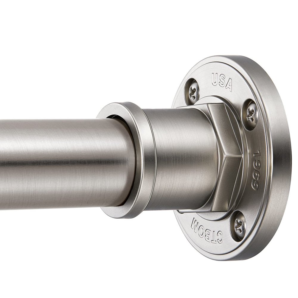 BRIOFOX Industrial Shower Curtain Rod - 2-in-1 Design Tension Curtain Rod - Rustproof Non-Slip 27 to 43 Inch 304 Stainless Steel, Brushed Nickel Window Curtain Rod