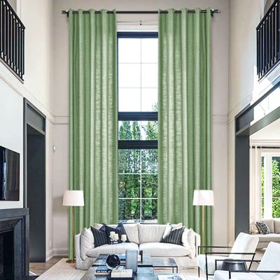 Fcosie Extra Long Curtains 10-24 ft Length, Solid Luxury Linen Drapes for High Ceilings, Room Darkening Curtain Panels with Grommet Top, Loft Drapes Window Treatments (Lagoon, 50" W x 168" L)