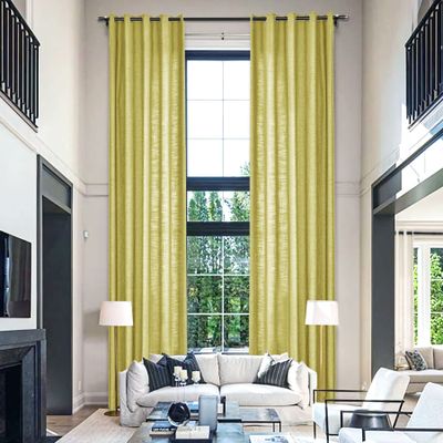 Fcosie Extra Long Curtains 10-24 ft Length, Solid Luxury Linen Drapes for High Ceilings, Room Darkening Curtain Panels with Grommet Top, Loft Drapes Window Treatments (Rattan, 50" W x 168" L)