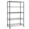 CAPHAUS 3/4/5-Tier Adjustable Height Wire Shelving Unit, Wire Rack Shelving, Metal Steel Storage Shelves, Garage Shelving Storage Organizer, Utility Storage Shelf, 5-Tier With Wheels, Black view 1