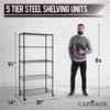 CAPHAUS 3/4/5-Tier Adjustable Height Wire Shelving Unit, Wire Rack Shelving, Metal Steel Storage Shelves, Garage Shelving Storage Organizer, Utility Storage Shelf, 5-Tier With Wheels, Black view 3