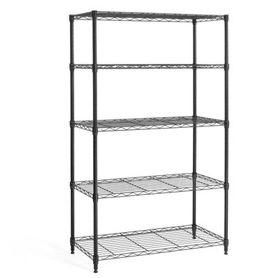 CAPHAUS 3/4/5-Tier Adjustable Height Wire Shelving Unit, Wire Rack Shelving, Metal Steel Storage Shelves, Garage Shelving Storage Organizer, Utility Storage Shelf, 5-Tier Without Wheels, Black