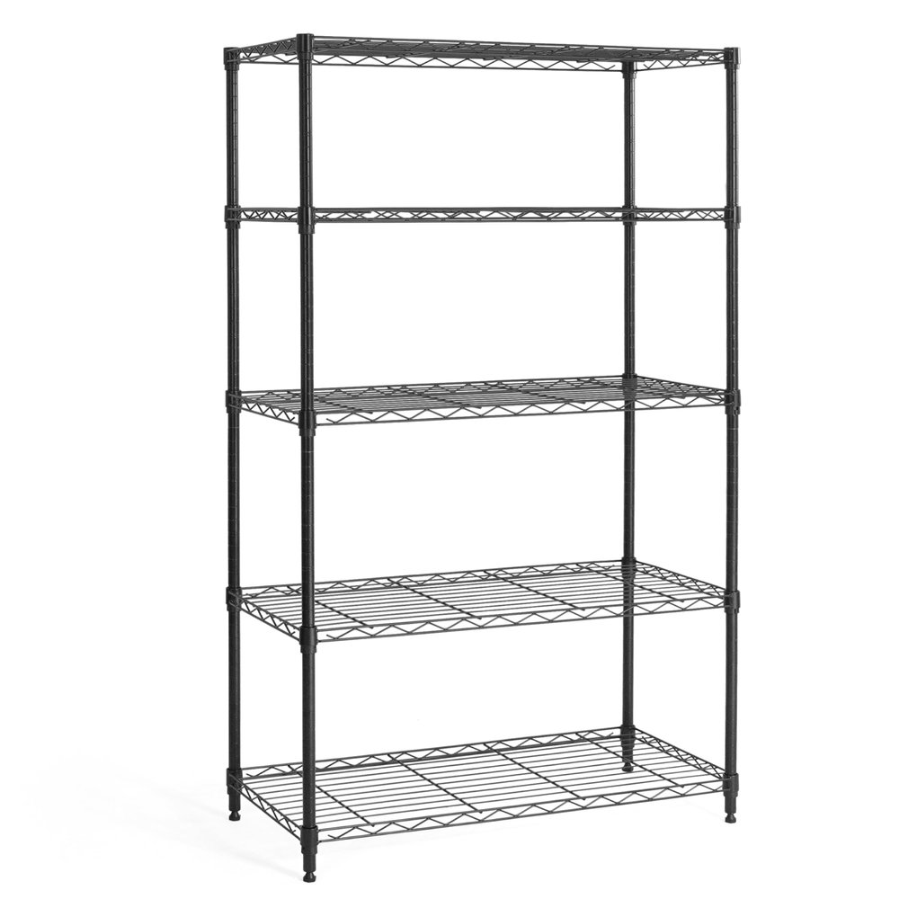 CAPHAUS 3/4/5-Tier Adjustable Height Wire Shelving Unit, Wire Rack Shelving, Metal Steel Storage Shelves, Garage Shelving Storage Organizer, Utility Storage Shelf, 5-Tier Without Wheels, Black