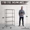 CAPHAUS 3/4/5-Tier Adjustable Height Wire Shelving Unit, Wire Rack Shelving, Metal Steel Storage Shelves, Garage Shelving Storage Organizer, Utility Storage Shelf, 5-Tier Without Wheels, Black view 3