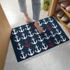 Absorbent Bath Rugs Fluffy Shag Plush Bathroom Doormat Indoor Shaggy Carpet Red White Anchor Nautical Theme Non Slip Super Soft Floor Mats Navy Dark Blue Back for Bedroom/Living Room Front Door view 3