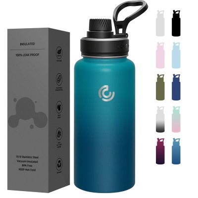 Sports Water Bottle 32oz, Insulated Water Bottle with Handle,Stainless Steel,Simple Modern,Suitable for Travel, School, Boy, Girl(Dark Night)