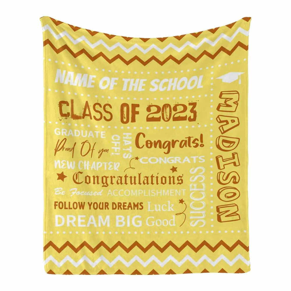 Personalized Class of 2023 Blanket, Congratulation Graduate 2023 Words of Encouragement Graduation Blanket for College Graduate 70 x 80 Inches