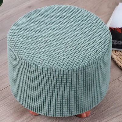YHWW Stretch Ottoman Slipcover Square/Round Foot Stool Cover Jacquard Ottoman Cover Slipcover Footstool Cover Protector Non Slip Pouffe Sofa Cover with Elastic Bottom Washable Red/Grey/Brown/Beige