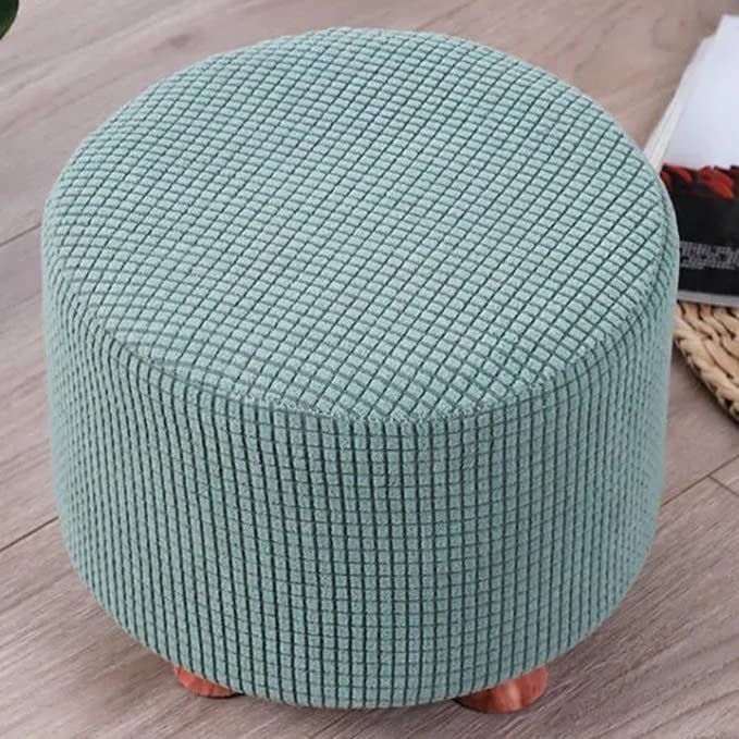 YHWW Stretch Ottoman Slipcover Square/Round Foot Stool Cover Jacquard Ottoman Cover Slipcover Footstool Cover Protector Non Slip Pouffe Sofa Cover with Elastic Bottom Washable Red/Grey/Brown/Beige