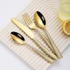 24 Piece Flatware Set, Modern Unique Stainless Steel Gold Silverware Cutlery Set for 6, Mirror Polished Eating Tableware Utensils for Home, Restaurant, Wedding, Party (Snake -patterned handle) view 3