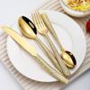 24 Piece Flatware Set, Modern Unique Stainless Steel Gold Silverware Cutlery Set for 6, Mirror Polished Eating Tableware Utensils for Home, Restaurant, Wedding, Party (Snake -patterned handle) view 4